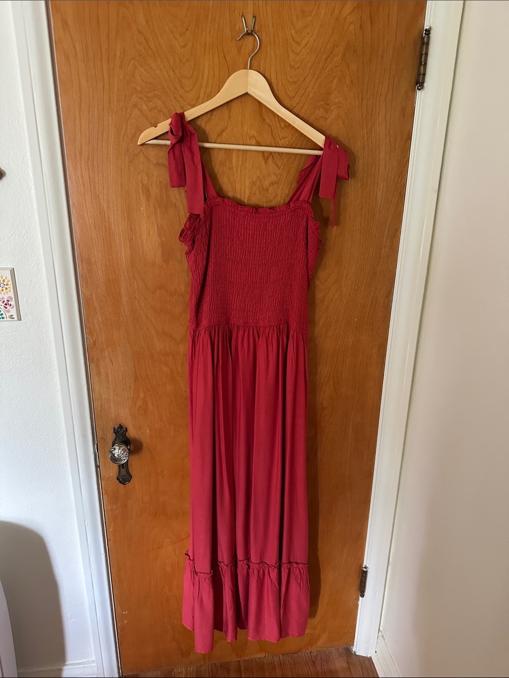 Red Tie-Strap Maxi Dress